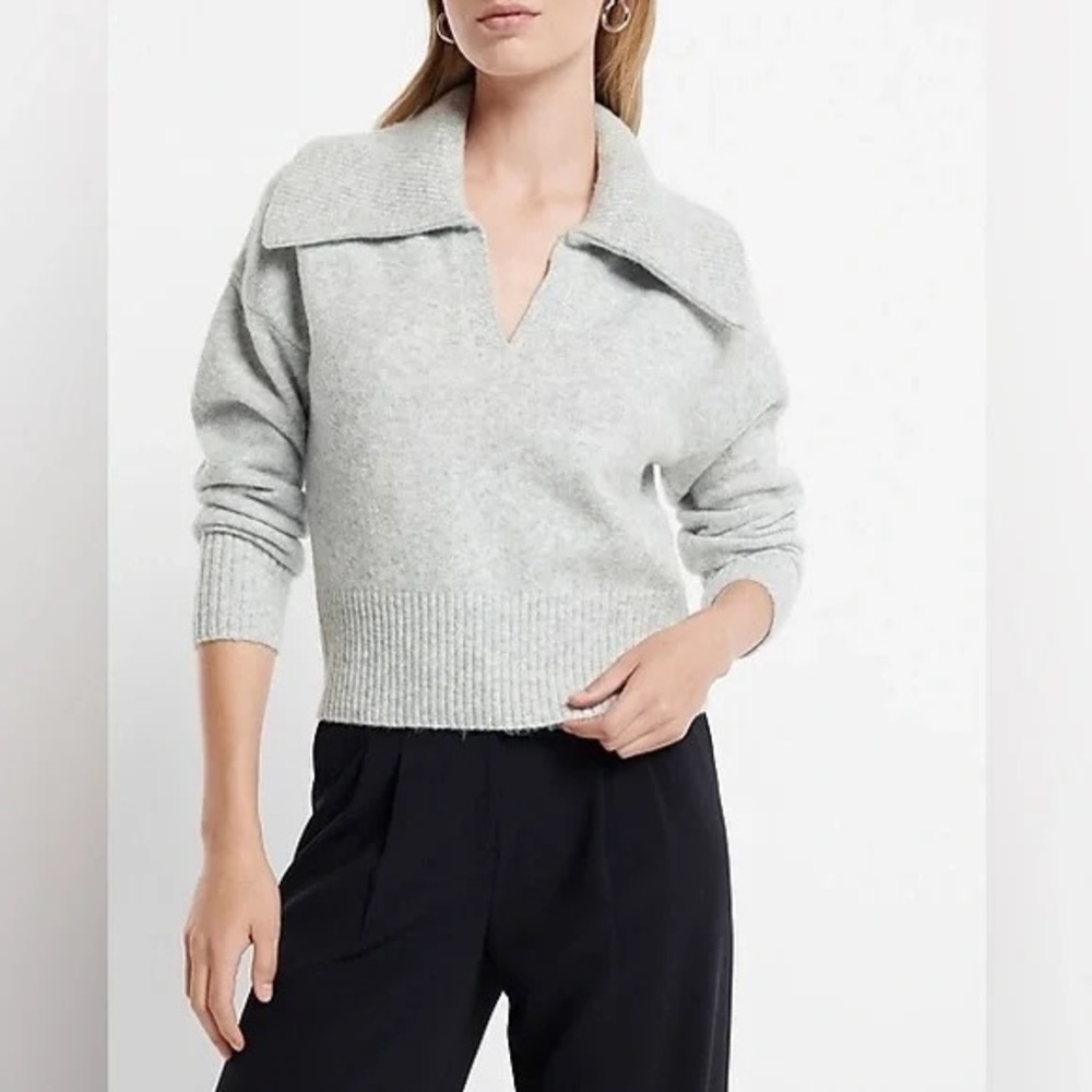 Express Heather Gray Knit Sweater Top